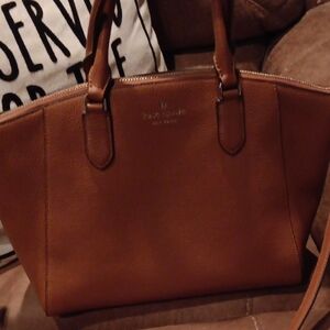 Kate Spade Brown Leather Tote With Shoulder Strap Worn in Great Condition